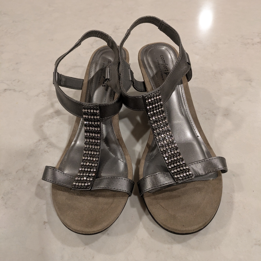 Comfort Plus by Predictions Women's Metallic Sandals Size 8